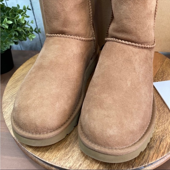UGG CLASSIC SHORT II (8) NIB Mid-Calf Sheepskin Boots CHESTNUT - Picture 9 of 11